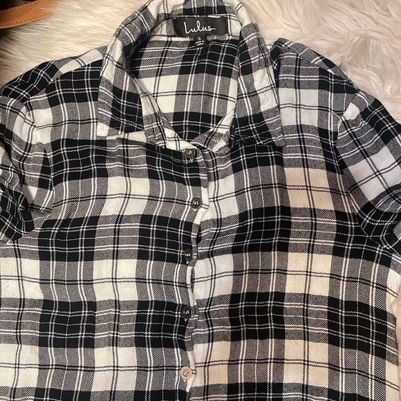 LULUS Black‎ & White Plaid Midi Button Down Cardigan - Picture 5 of 12